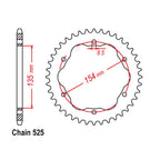 REAR SPROCKET STEEL - BLACK - 42T 525P - 760 or 770 ADAPTOR REQUIRED