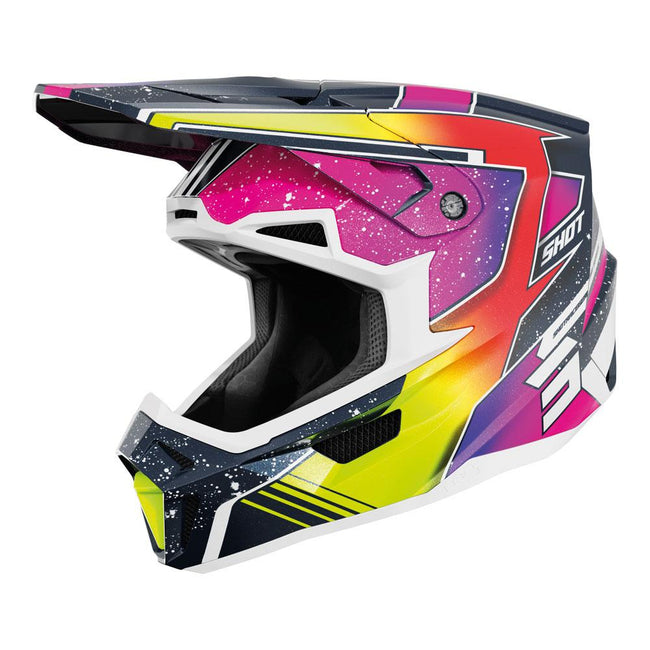 Shot Lite Racing Helmet Blue/Neon Yellow Pearly Hover Image