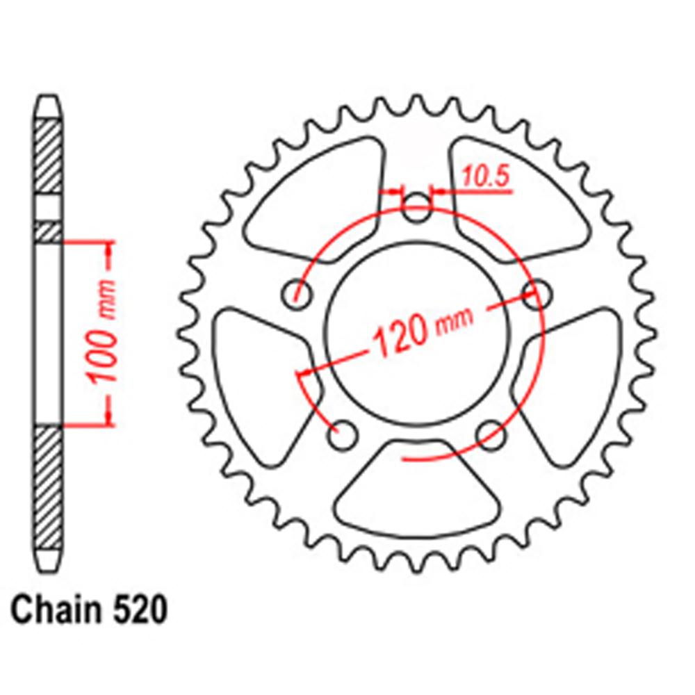 REAR SPROCKET - STEEL 47T 520P (42-A06-47)