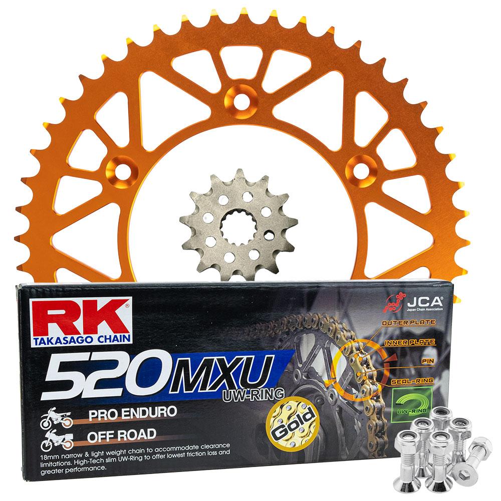PRO PACK - RK CHAIN & SPROCKET KIT GOLD+ORANGE 13/48 KTM SX-F 06-25