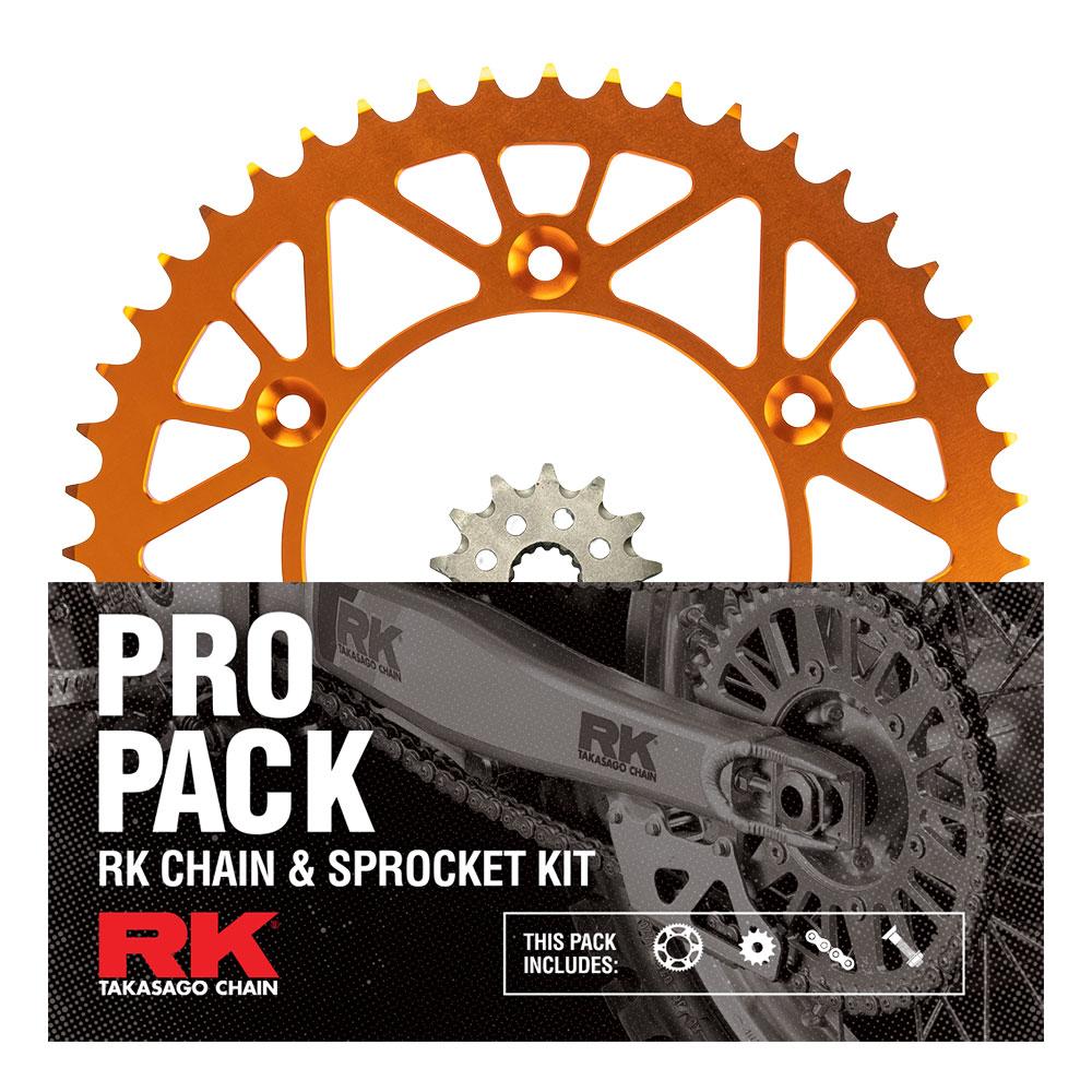 PRO PACK - RK CHAIN & SPROCKET KIT GOLD+ORANGE 13/52 KTM SX-F 06-25
