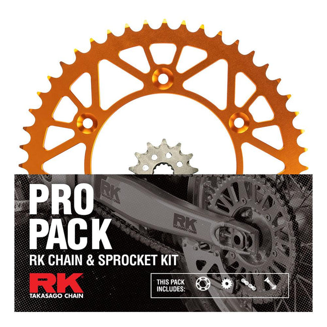 PRO PACK - RK CHAIN & SPROCKET KIT GOLD+ORANGE 13/52 KTM SX-F 06-25 Hover Image