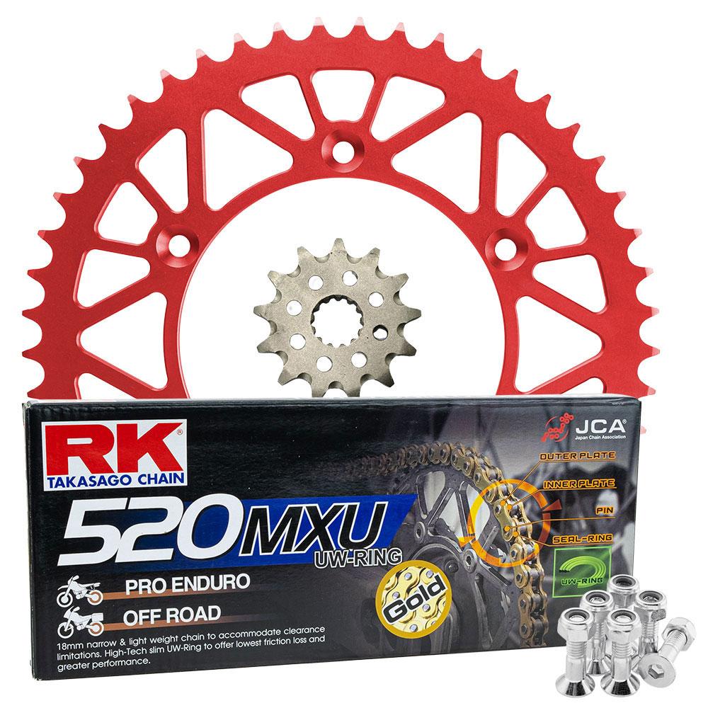 PRO PACK - RK CHAIN & SPROCKET KIT GOLD+RED 13/49 CRF250R 04-17