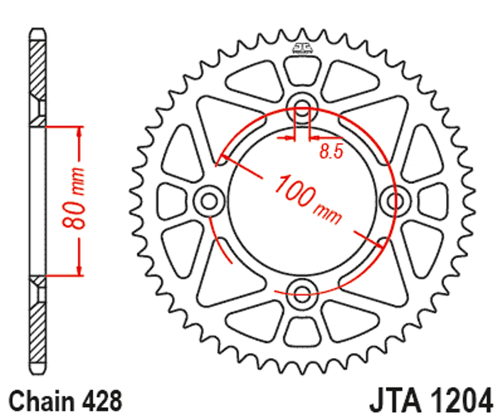 JT ALLOY RACELITE SPROCKET - 49T 428P - BLACK (30-KN4-49KJ)