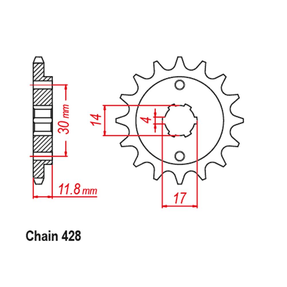 FRONT SPROCKET - STEEL 14T 428P (41-BE2-14)
