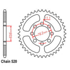 VORTEX ALLOY REAR SPROCKET 520-50T - KOSMAN - SILVER