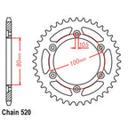VORTEX ALLOY REAR SPROCKET 520-40T - MARVIC & GALE SPEED - BLACK