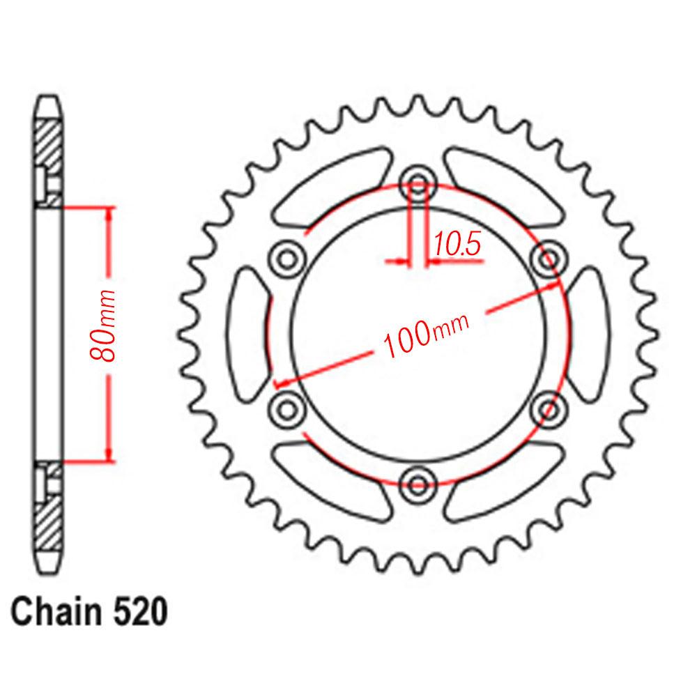 VORTEX ALLOY REAR SPROCKET 520-42T - MARVIC & GALE SPEED - BLACK