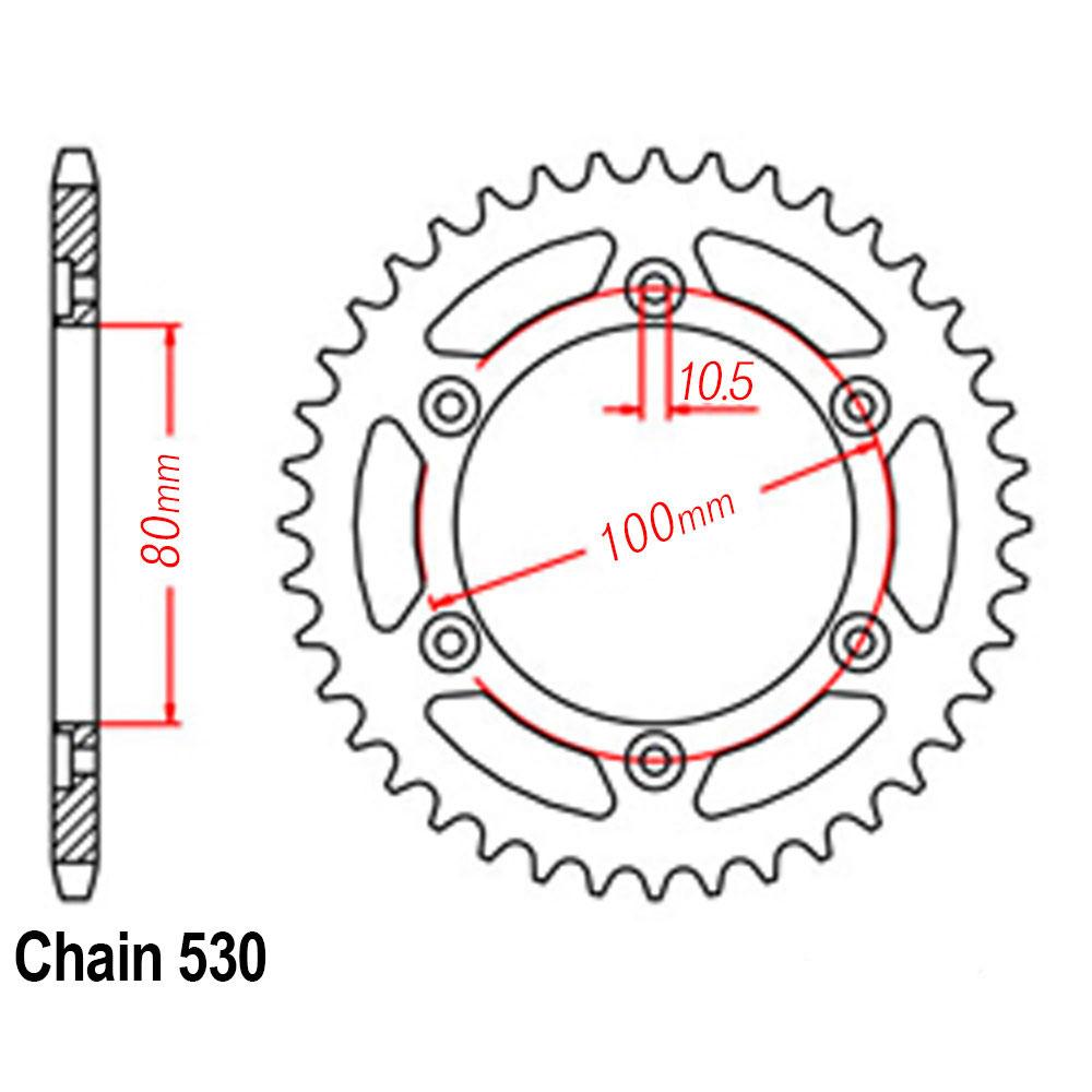 VORTEX ALLOY REAR SPROCKET 530-48T - MARVIC & GALE SPEED - BLACK