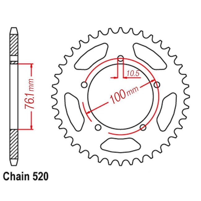 VORTEX ALLOY REAR SPROCKET 520-37T - MARCHESINI / OZ / BST  - BLACK Main Image