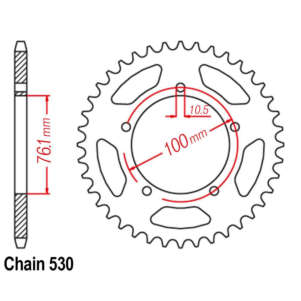 VORTEX ALLOY REAR SPROCKET 530-44T - MARCHESINI / OZ / BST  - BLACK