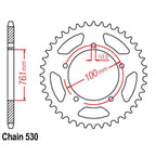 VORTEX ALLOY REAR SPROCKET 530-44T - MARCHESINI / OZ / BST  - BLACK