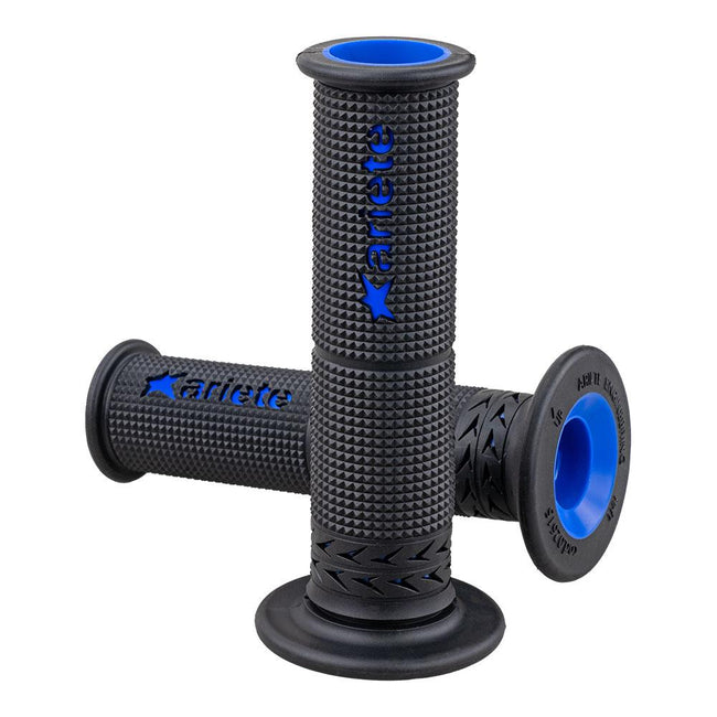 ARIETE GRIPS - ESTORIL - SBK - SOFT DUAL-COMPOUND - BLACK/BLUE - 120mm Open End Hover Image