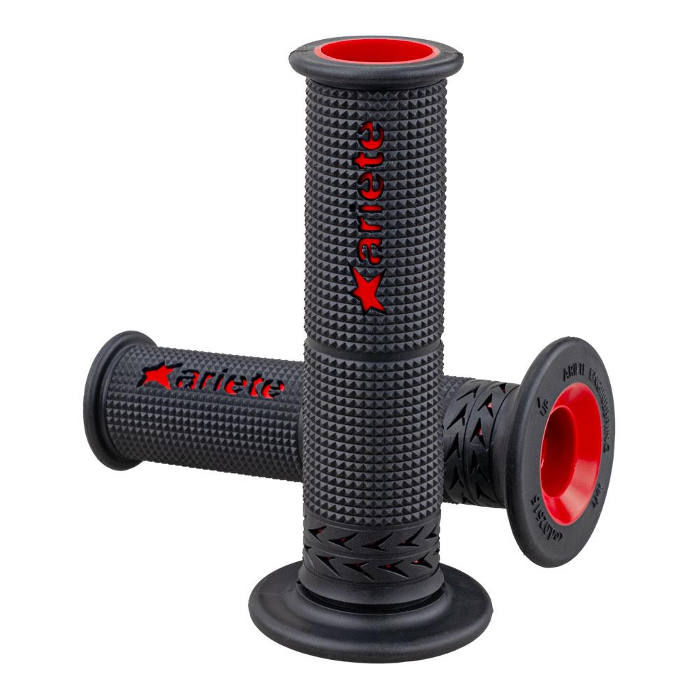 ARIETE GRIPS - ESTORIL - SBK - SOFT DUAL-COMPOUND - BLACK/RED - 120mm Open End