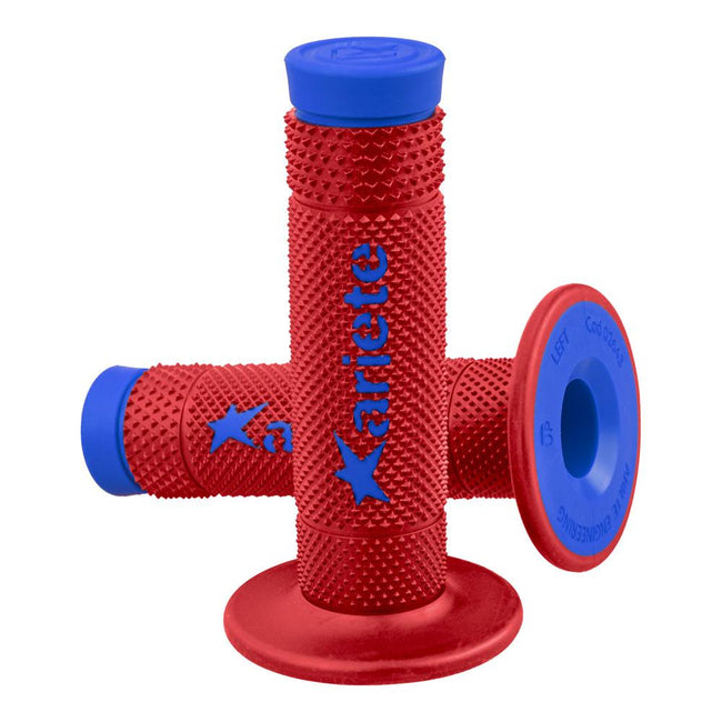ARIETE GRIPS - VULCAN - OFF ROAD - DUAL COMPOUND - RED/BLUE - 115mm Closed End Hover Image