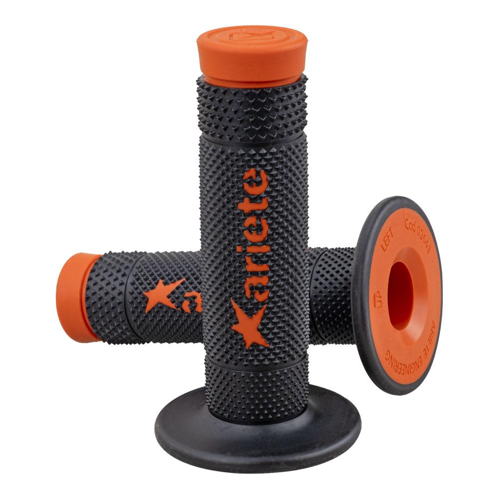 ARIETE GRIPS - VULCAN - OFF ROAD - DUAL COMPOUND - BLACK/ORANGE - 115mm Closed End