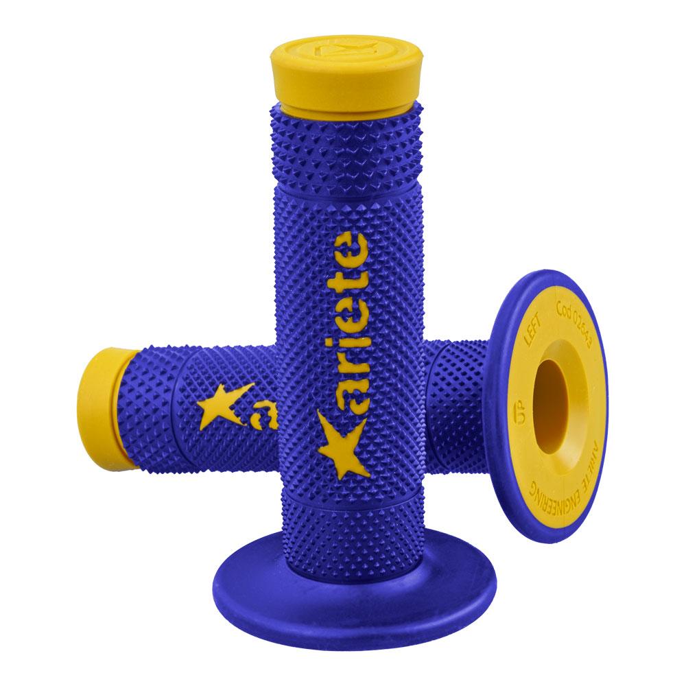ARIETE GRIPS - VULCAN - OFF ROAD - DUAL COMPOUND - BLUE/YELLOW - 115mm Closed End