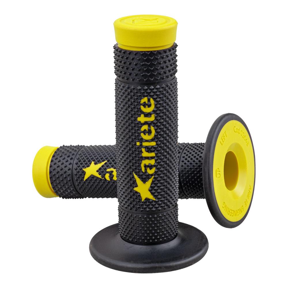 ARIETE GRIPS - VULCAN - OFF ROAD - DUAL COMPOUND - BLACK/YELLOW - 115mm Closed End