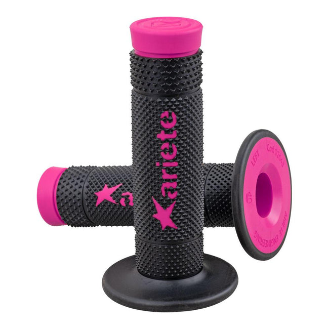 ARIETE GRIPS - VULCAN - OFF ROAD - DUAL COMPOUND - BLACK/PINK - 115mm Closed End Hover Image