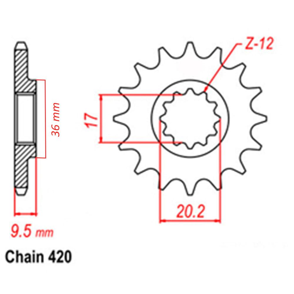 FRONT SPROCKET - STEEL 14T 420P (41-K07-14)