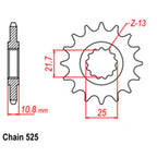 FRONT SPROCKET - STEEL WITH RUBBER CUSH 16T 525P (31-4AS-16RB)