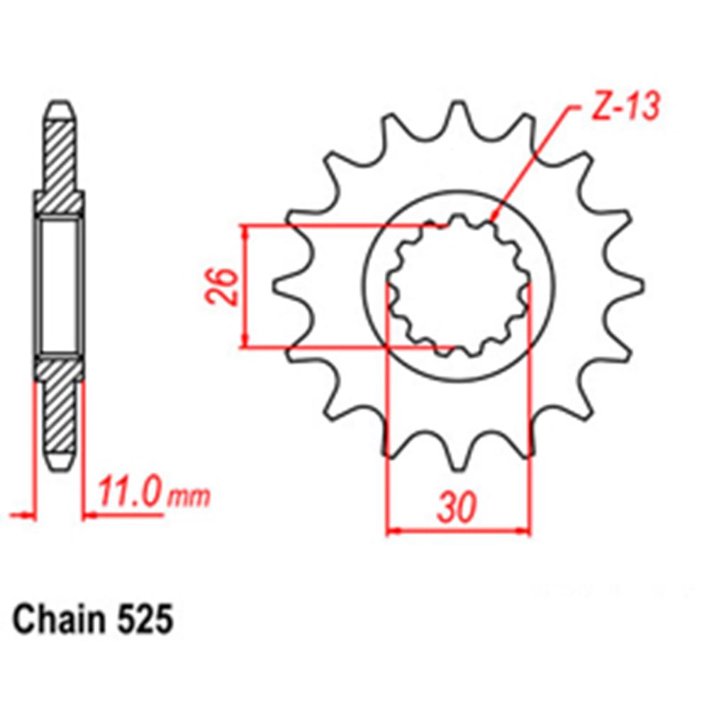 FRONT SPROCKET - STEEL WITH RUBBER CUSH 16T 525P (31-5PS-16RB)