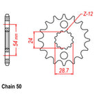 FRONT SPROCKET - STEEL WITH RUBBER CUSH 17T 530P (31-106-17RB)