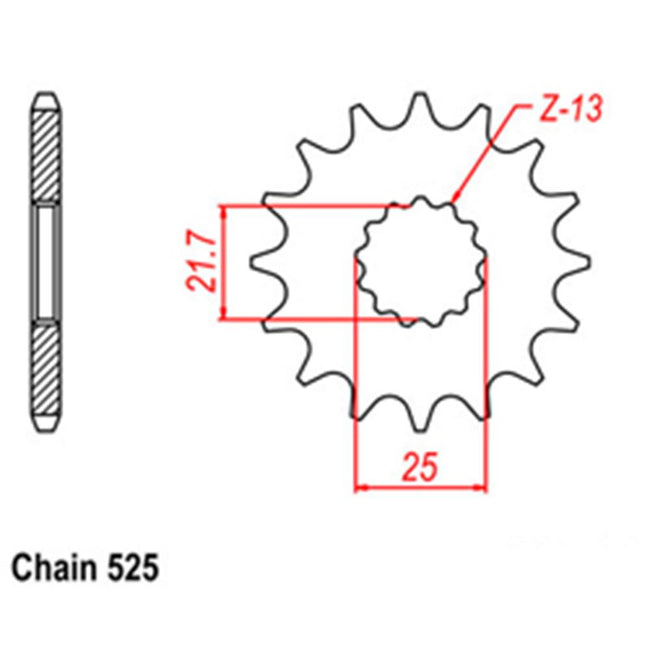 FRONT SPROCKET - STEEL WITH RUBBER CUSH 15T 525P (31-185-15RB) Main Image