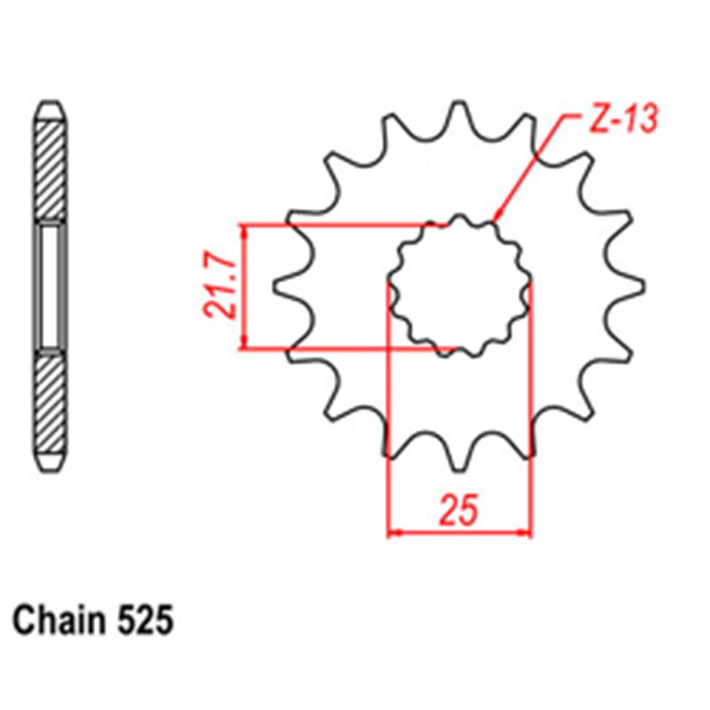 FRONT SPROCKET - STEEL WITH RUBBER CUSH 16T 525P (31-185-16RB)