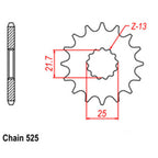 FRONT SPROCKET - STEEL WITH RUBBER CUSH 16T 525P (31-185-16RB)