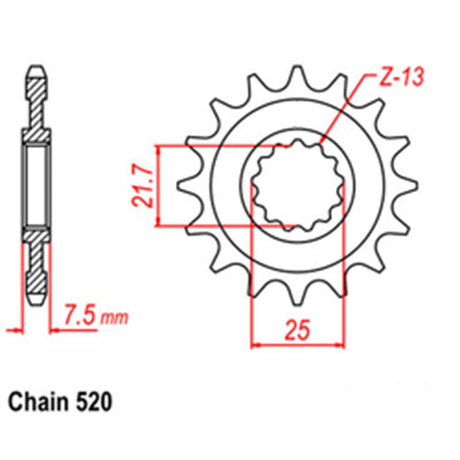 FRONT SPROCKET - STEEL WITH RUBBER CUSH 15T 520P (31-K42-15RB) Main Image