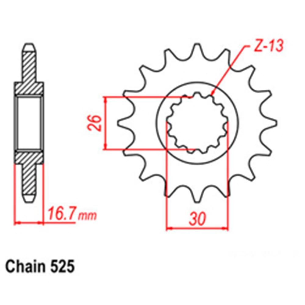 FRONT SPROCKET - STEEL WITH RUBBER CUSH  16T 525P