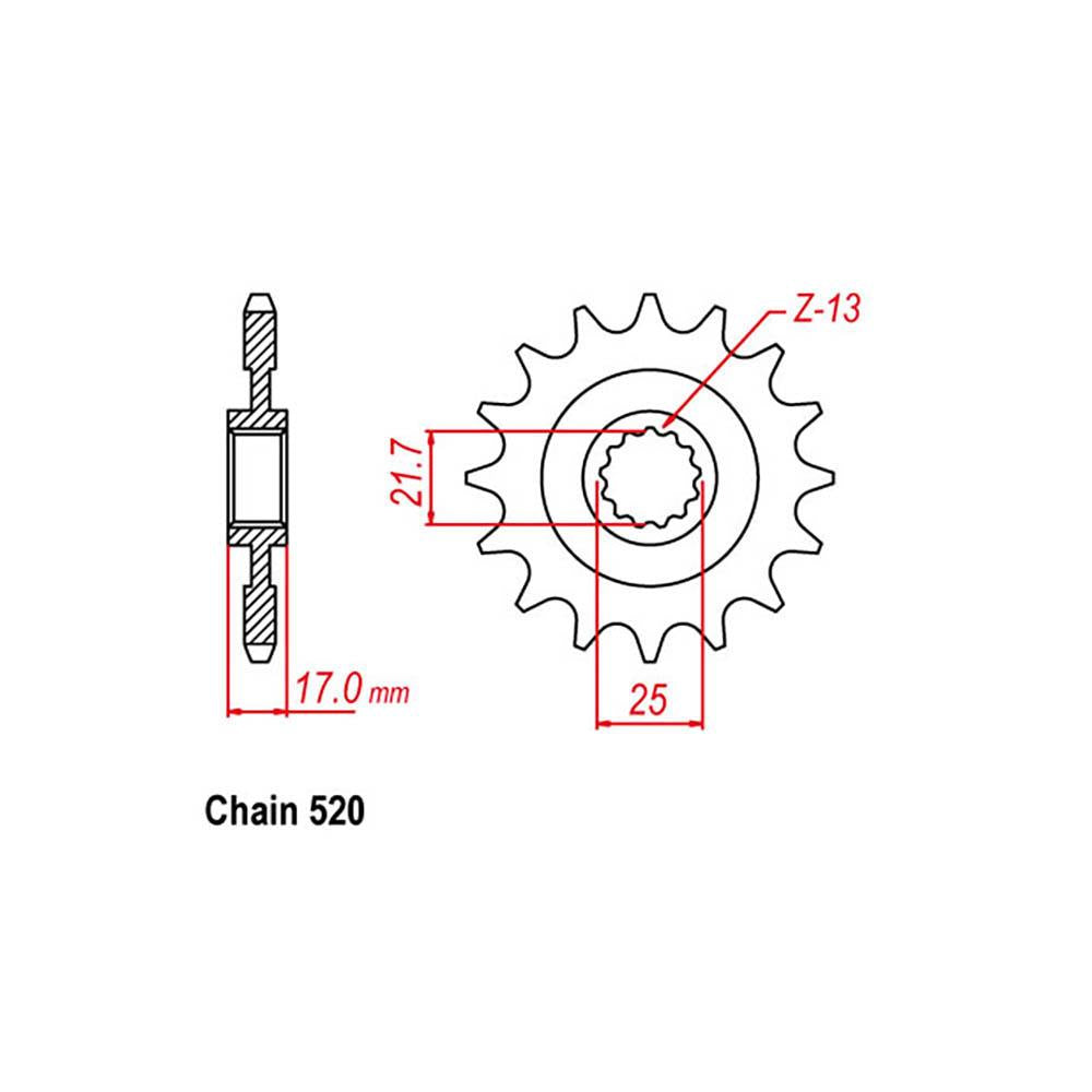 FRONT SPROCKET - STEEL WITH RUBBER CUSH 16T 520P (31-MGZ-16RB)