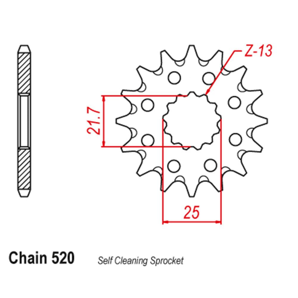 FRONT SPROCKET - STEEL  13T 520P D/D (31-214-13SC)