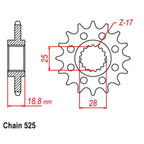FRONT SPROCKET - STEEL WITH RUBBER CUSH 15T 525P (41-A03-15RB)