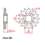 FRONT SPROCKET - STEEL WITH RUBBER CUSH 17T 520P (41-A06-17RB)