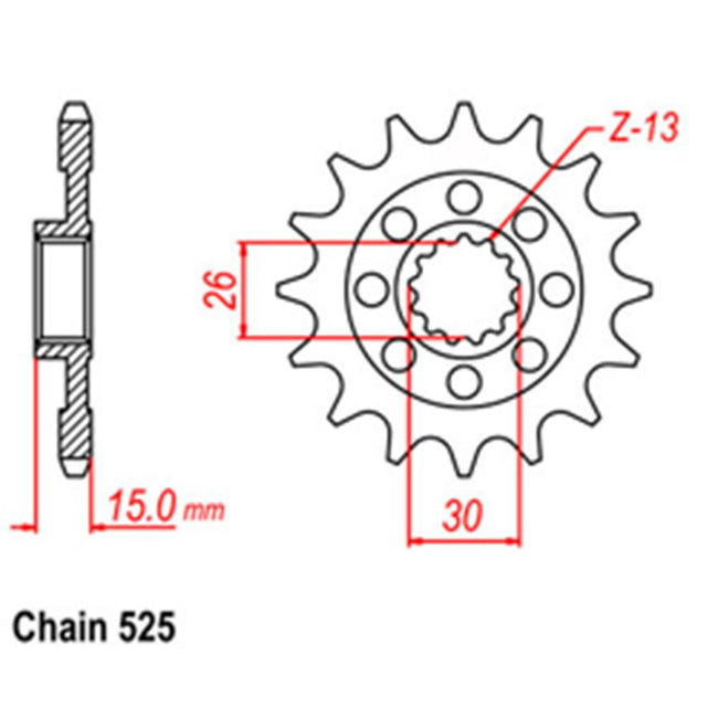 FRONT SPROCKET - STEEL WITH RUBBER CUSH 17T 525P (41-B03-17RB) Main Image
