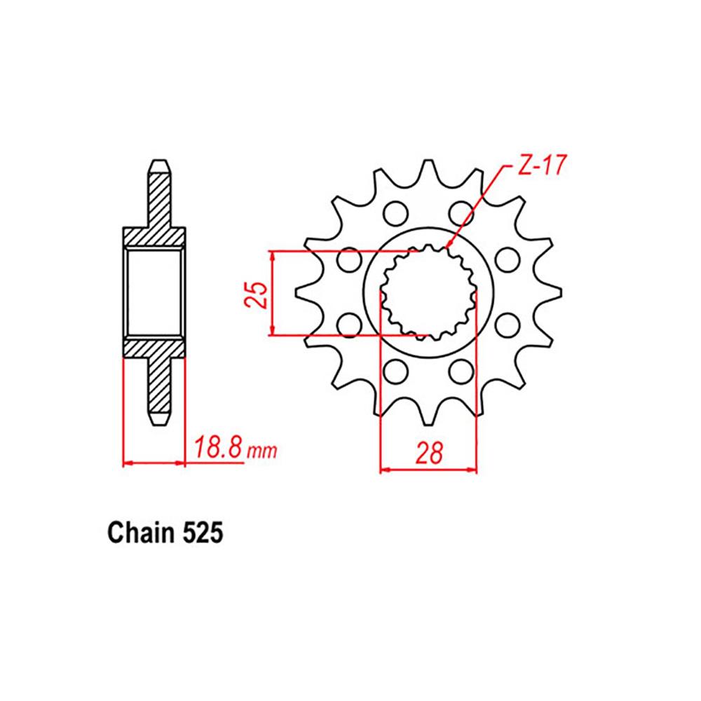 FRONT SPROCKET - STEEL WITH RUBBER CUSH 19T 525P