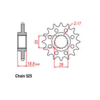 FRONT SPROCKET - STEEL WITH RUBBER CUSH 19T 525P
