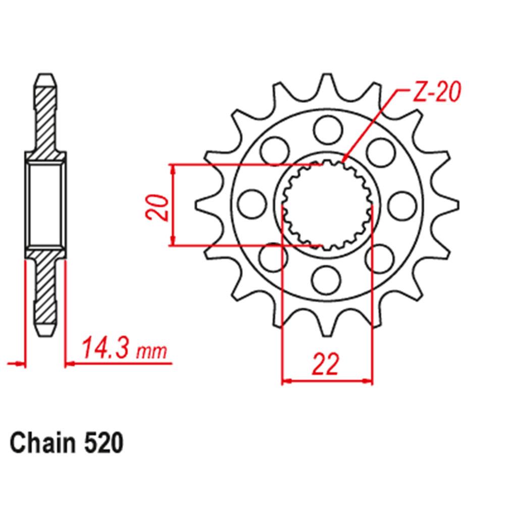 FRONT SPROCKET - STEEL WITH RUBBER CUSH 16T 520P (41-B06-16RB)
