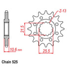 FRONT SPROCKET - STEEL W/-RUBBER CUSH 14T 525P
