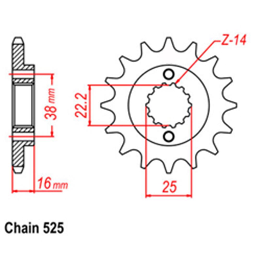FRONT SPROCKET - STEEL W/-RUBBER CUSH 15T 525P (41-D05-15RB)
