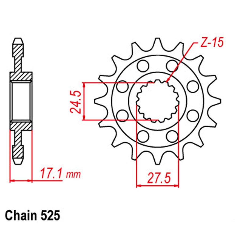 FRONT SPROCKET - STEEL WITH  RUBBER CUSH 15T 525P