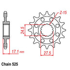 FRONT SPROCKET - STEEL WITH  RUBBER CUSH 16T 525P