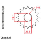 FRONT SPROCKET - STEEL WITH RUBBER CUSH 17T 525P (41-T10-17RB)