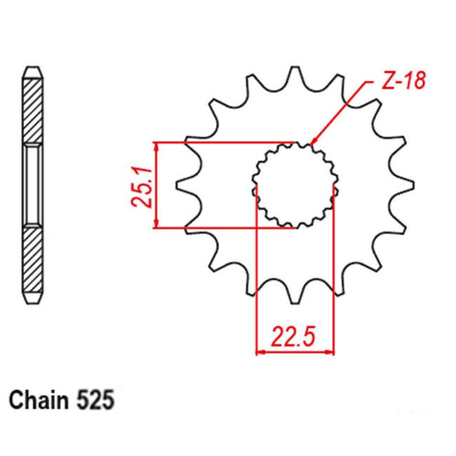 FRONT SPROCKET - STEEL WITH RUBBER CUSH 17T 525P (41-T10-17RB) Main Image