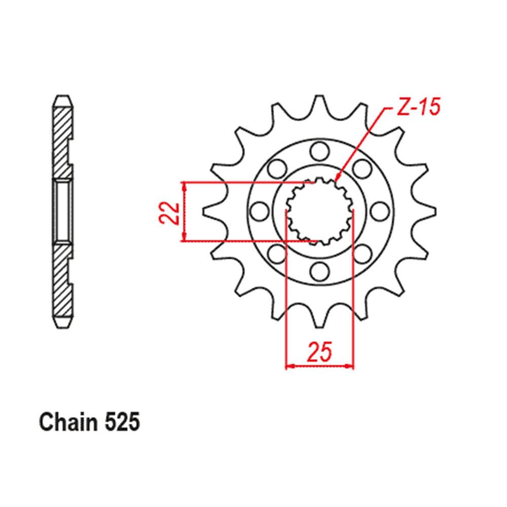FRONT SPROCKET - STEEL 15T 525P (41-RE1-15)