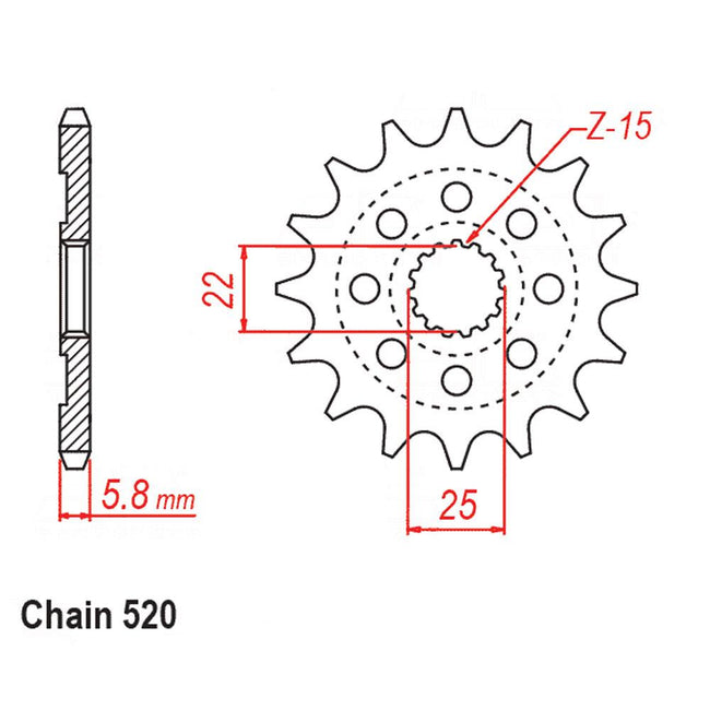 FRONT SPROCKET - STEEL 15T 520P (41-RE3-15) Hover Image