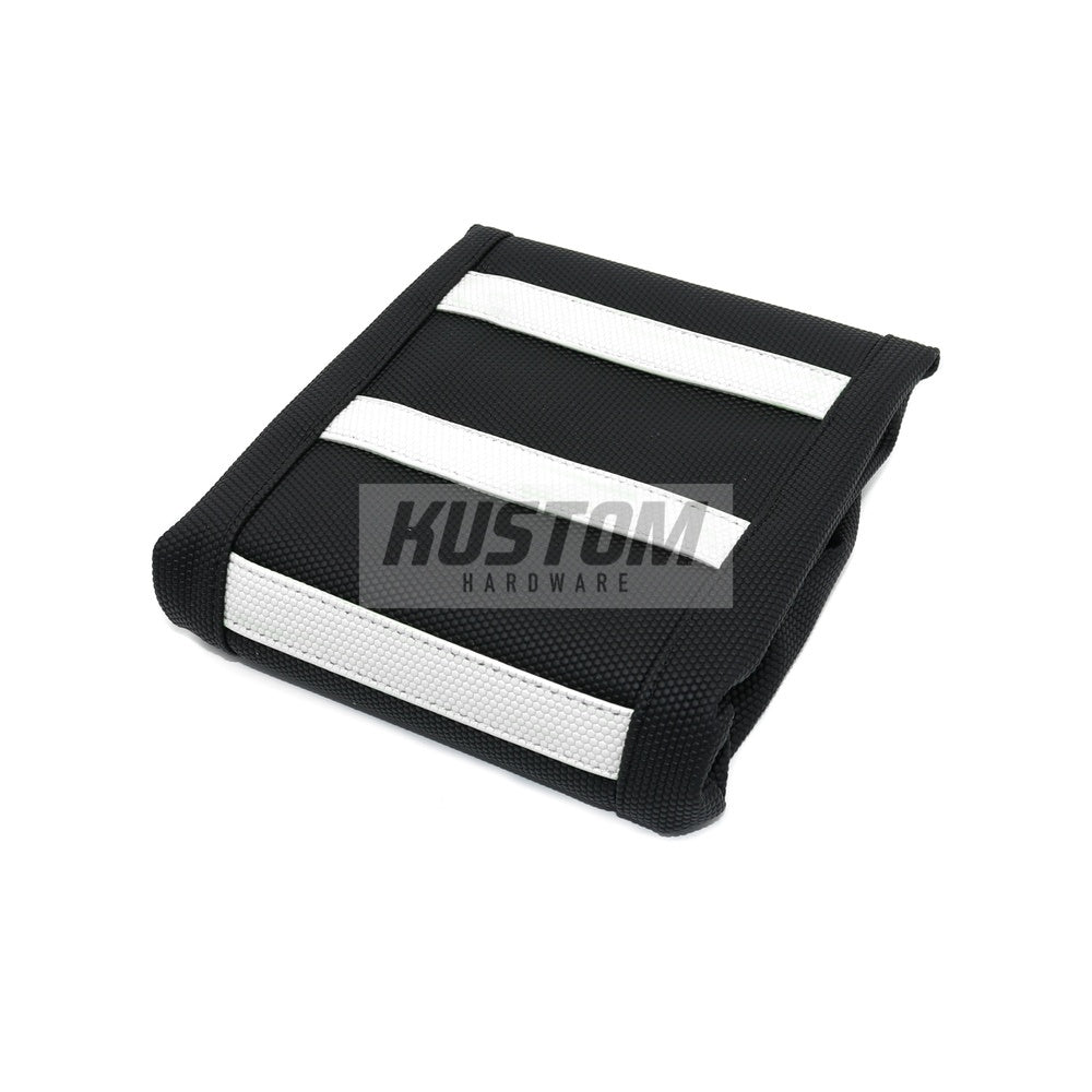 Kustom Hardware Seat Cover - Black w/ White Ribs