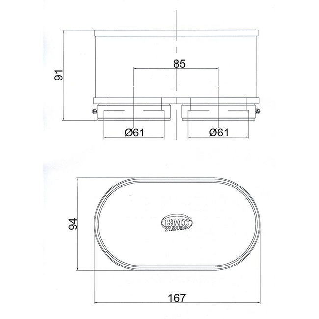 BMC - FM3092 : Universal Air Filter - Dual Oval Set Main Image